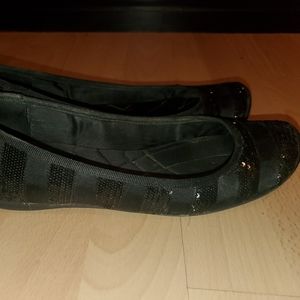 INC Sequin Striped Black Flats